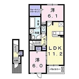 ミ・リブロ堅田 2LDKの間取図画像