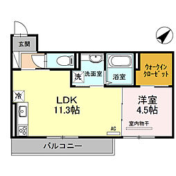 LeCiel2 1LDKの間取図画像
