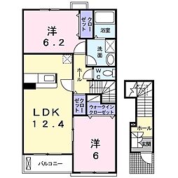 トゥー・ル・モンド 2階2LDKの間取り