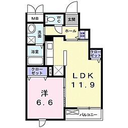 シーダーエース 3階1LDKの間取り