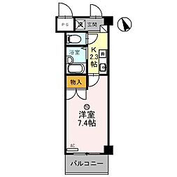 レイクヴュー堅田 1Kの間取図画像