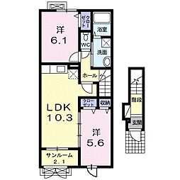 ラポール 2LDKの間取図画像