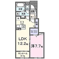 ウォーク,ドントラン 1LDKの間取図画像