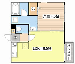 メゾン・ド・メグ湖南 1LDKの間取図画像