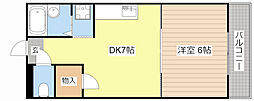 セイコーズマンション列見 1DKの間取図画像