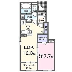 フレッシュハウス2 1LDKの間取図画像