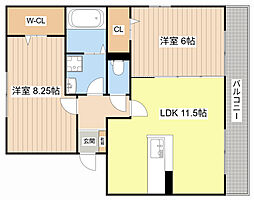 ヴァンサンカン 2LDKの間取図画像
