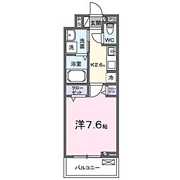 リ:ルーム南草津 1Kの間取図画像
