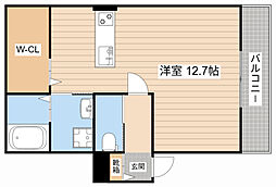 イストワール船町1号館 ワンルームの間取図画像