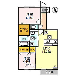 セジュールウワト 2LDKの間取図画像