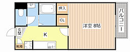 プレジール五反田 1Kの間取図画像