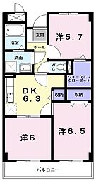 リヴェール須舞 3DKの間取図画像
