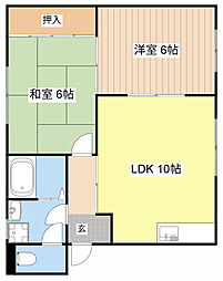 コーポリバーアップ 2LDKの間取図画像