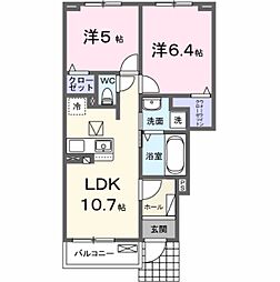 シンシア甲南II 2LDKの間取図画像