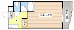 カルテットコボリC棟 1Kの間取図画像