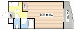 カルテットコボリC棟 1Kの間取図画像