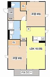 KSTAGE 2LDKの間取図画像