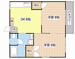 第3カナヤハイツ 2DKの間取図画像