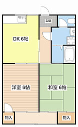 コミール沖野2 2DKの間取図画像