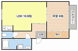 JR東海道・山陽本線 南彦根駅 徒歩30分の賃貸アパート 2階1LDKの間取り