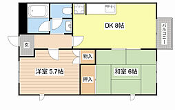 JR東海道・山陽本線 近江八幡駅 徒歩6分の賃貸アパート 1階2DKの間取り