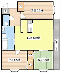 JR東海道・山陽本線 南彦根駅 徒歩28分の賃貸マンション 3階3LDKの間取り