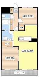 近江鉄道近江本線 桜川駅 徒歩17分の賃貸アパート 2階2LDKの間取り