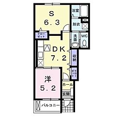 JR東海道・山陽本線 近江八幡駅 3.5kmの賃貸アパート 1階1SDKの間取り