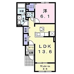 JR草津線 甲南駅 徒歩11分の賃貸アパート 1階1LDKの間取り