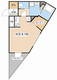 JR湖西線 大津京駅 徒歩3分の賃貸マンション 5階ワンルームの間取り