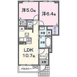 JR草津線 三雲駅 徒歩25分の賃貸アパート 1階2LDKの間取り