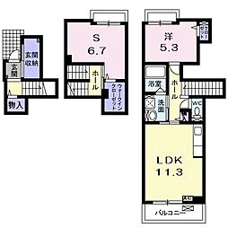 JR東海道・山陽本線 河瀬駅 徒歩6分の賃貸アパート 2階2LDKの間取り