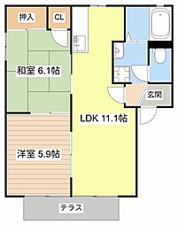 JR東海道・山陽本線 彦根駅 徒歩11分の賃貸アパート 1階2LDKの間取り