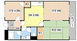 近江鉄道八日市線 新八日市駅 徒歩33分の賃貸マンション 1階3DKの間取り