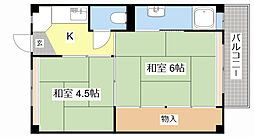JR北陸本線 田村駅 徒歩35分の賃貸マンション 4階2Kの間取り