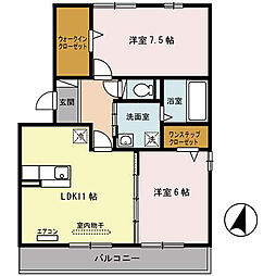 JR草津線 三雲駅 徒歩4分の賃貸アパート 3階2LDKの間取り