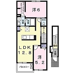 JR東海道・山陽本線 近江八幡駅 徒歩29分の賃貸アパート 2階2LDKの間取り