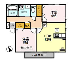 近江鉄道近江本線 水口城南駅 3.4kmの賃貸アパート 1階2LDKの間取り