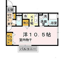 ベルコート木ノ座 1Kの間取図画像