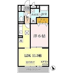 クレセント 1LDKの間取図画像
