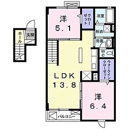 シーダーエース 2LDKの間取図画像