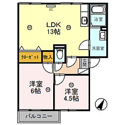 ベルヴェデール ＩＭＡＩ　I 2階2LDKの間取り