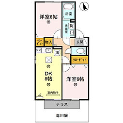 クラージュ　Ａ棟 1階2DKの間取り