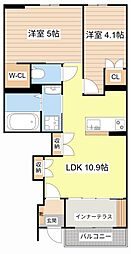 Ｌａ・ｅｓｃａｌｉｅｒ 1階2LDKの間取り