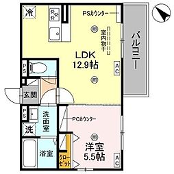 D-ROOM平井A棟 3階1LDKの間取り
