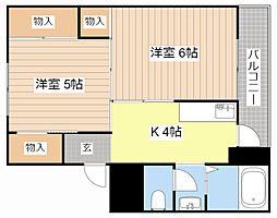 ヴィラナリー南小足2号棟 2Kの間取図画像