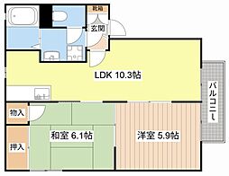 メゾン城町 2LDKの間取図画像
