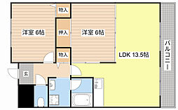 カーサーボヌール 2LDKの間取図画像