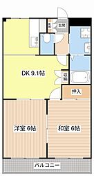 ハッピーガーデン 2DKの間取図画像