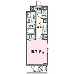 ルピナス ウエスト 1Kの間取図画像